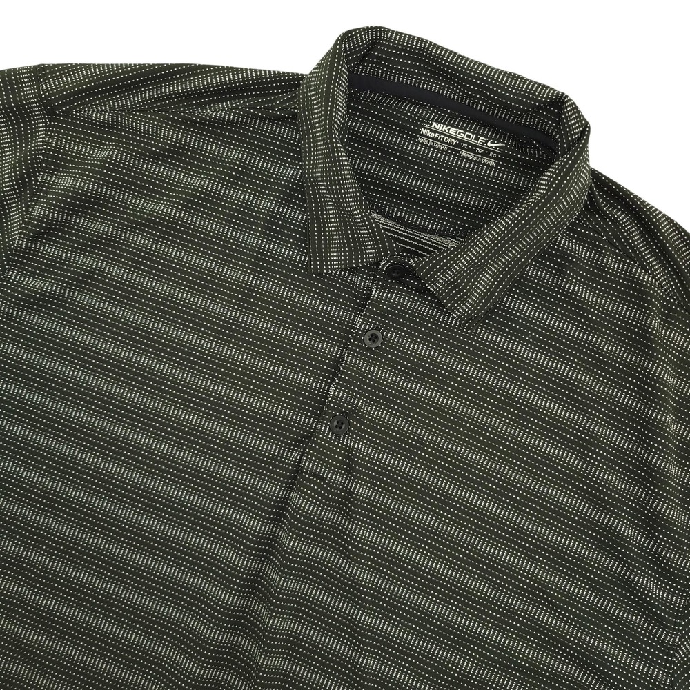 Nike Golf NikeFIT DRY Polo Shirt Mens XL Black Stripe Golf Performance Stretch